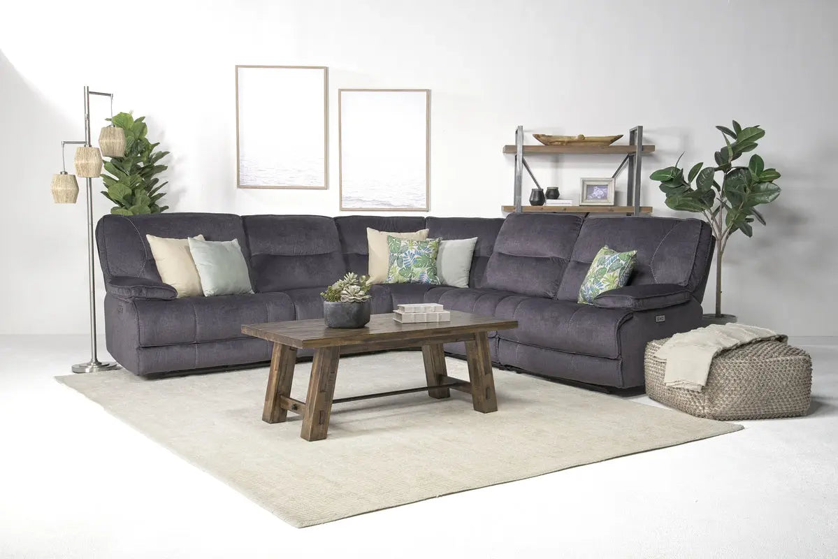 Retreat 5 Piece Power Sectional With Power Armless Recliner